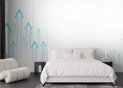 A series of blue upward arrows on a white background, representing the concept of growth or success Wall mural