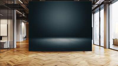 Abstract blank dark wall with copyspace and dark stage with spot light from above in empty hall. Wall mural