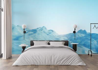 Abstract blue sand landscape background with mock up place. Nature concept and 3D Rendering. Wall mural