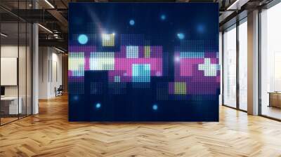 Abstract digital background stylized as old pixel illustration, retro effect. 3D rendering Wall mural