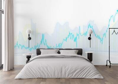 Abstract financial chart with upward trend line graph on a dotted grid background, concept of growth and success. 3D Rendering Wall mural