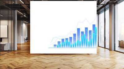 Abstract financial chart with upward trend line graph on a white background, concept of growth and success. 3D Rendering Wall mural