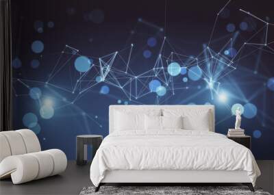 Abstract glowing blue polygonal wallpaper Wall mural