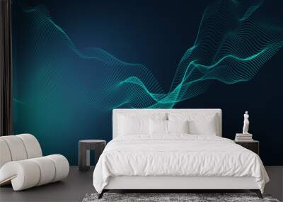 Abstract green digital wave Wall mural