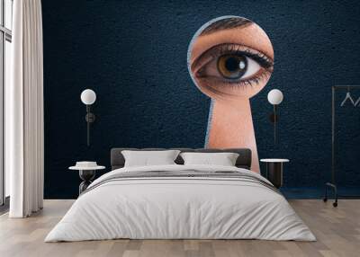 Abstract keyhole with eye Wall mural