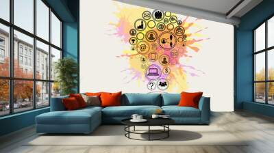 Abstract social media lamp Wall mural