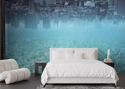 Abstract upside-down water city background Wall mural