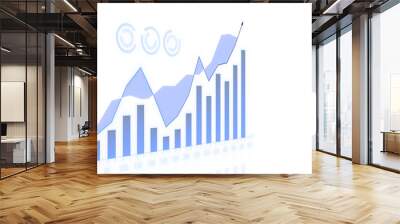 an ascending financial chart with bars and line graph, presented in a stylized graphic manner on a w Wall mural