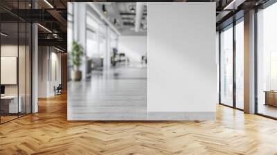 An office interior with a clear white wall for mockups next to a potted plant, showcasing a modern clean design. Generative AI Wall mural