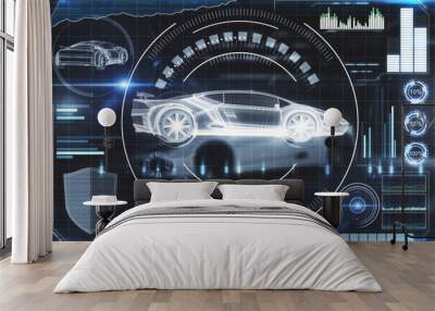 Artificial intelligence, transport and hud concept Wall mural