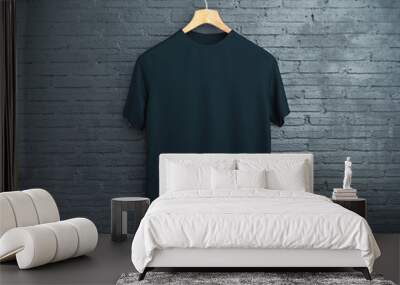 Black t-shirt on brick background Wall mural