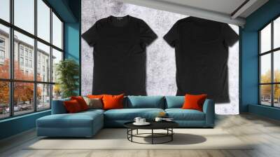 Blank black t-shirts on a concrete surface Wall mural