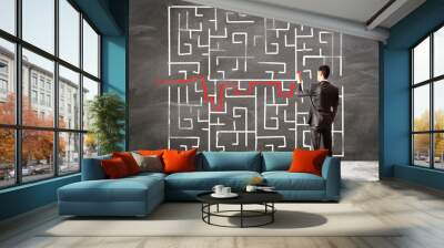 Businessman drawing solution Wall mural