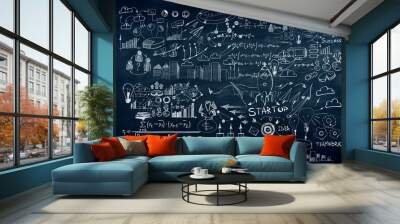 Chalkboard with business sketch Wall mural