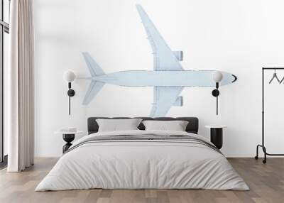 Commercial airplane top view on white background, high detail and isolated. Aviation concept. 3D Rendering Wall mural