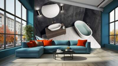 Contemporary bathroom interior with gray wall Wall mural