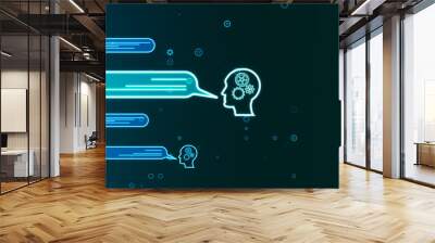 Creative chat GPT hologram with speech bubbles on blurry blue backdrop. AI concept. 3D Rendering. Wall mural