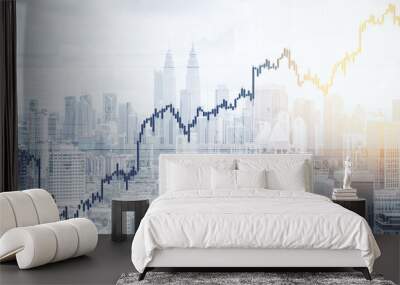 Creative forex chart on New York city skyline Wall mural