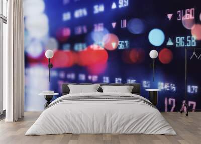 Creative glowing stock statistics background. Wall mural