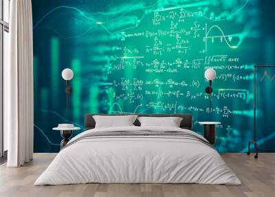 Digital mathematical formulas background Wall mural