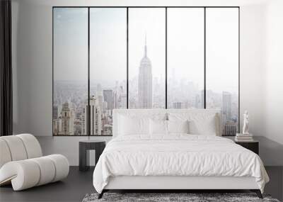 empty white room with city view Wall mural