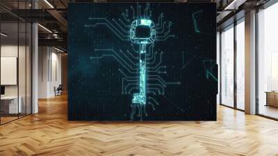 Glowing circuit digital key Wall mural