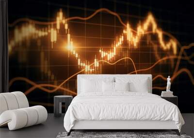 Glowing forex chart backdrop Wall mural