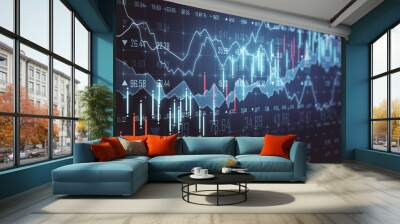 Glowing forex chart background Wall mural