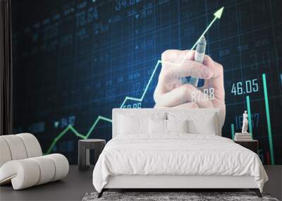 Hand drawing glowing stock chart Wall mural