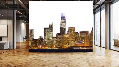 Illuminated San Francisco skyline against a dark sky, showcasing modern architecture and urban concept Wall mural