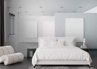 Minimalistic gallery interior with banner Wall mural