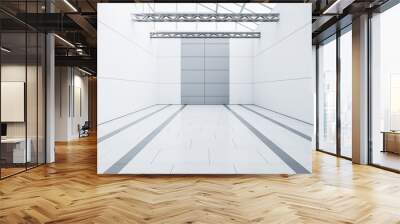 Modern empty white garage interior. Warehouse concept. 3D Rendering. Wall mural