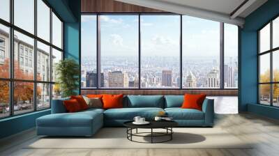 Modern interior with city view Wall mural