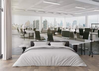 Modern open space office with city view Wall mural