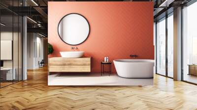 Modern orange bathroom interior Wall mural