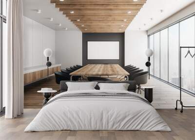 modern wooden meeting room with billboard Wall mural