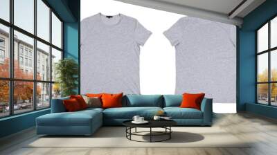 Plain grey tshirt mockup, front and back view, isolated on white. Apparel design concept Wall mural