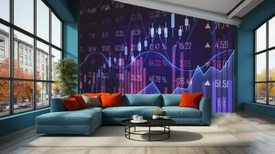 Purple forex chart backdrop Wall mural