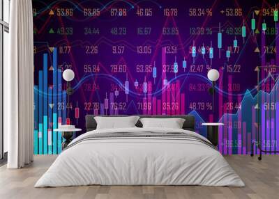 Purple forex chart background Wall mural