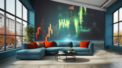 Screen with business charts and stock data. Wall mural