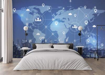 Social media network and remote work hologram Wall mural