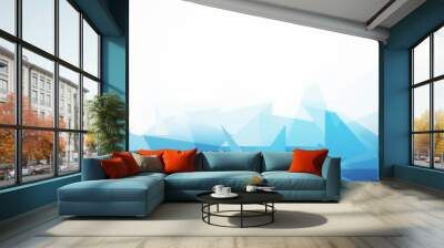 White background with blue polygonal pattern Wall mural