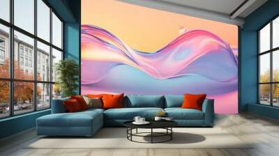 Wavy glass shapes floating over a soft gradient Wall mural