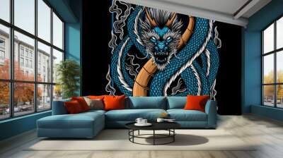 NIGHT MON DRAGON Streetwear tshirt design  Wall mural