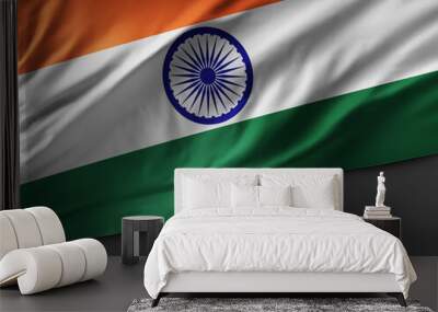 India Flag waving on top of blank space area for copy text or caption Indian waving flag Wall mural