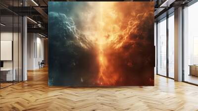 versus wallpaper, heaven and hell, good vs evil, light and darkness background, for match competition Wall mural