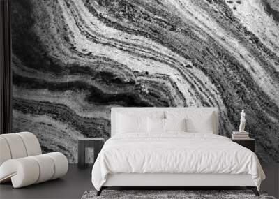 black and white natural marble stone with special line pattern background Wall mural