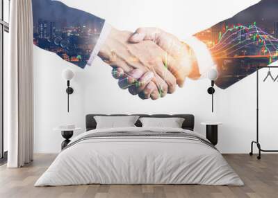 business success concept with business man handshake with meeting prople blur background Wall mural