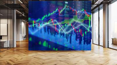 Candle stick graph chart of stock market investment trading Wall mural