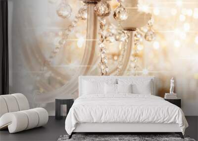 Crystal chandelier close-up. Glamour background with copy space Wall mural